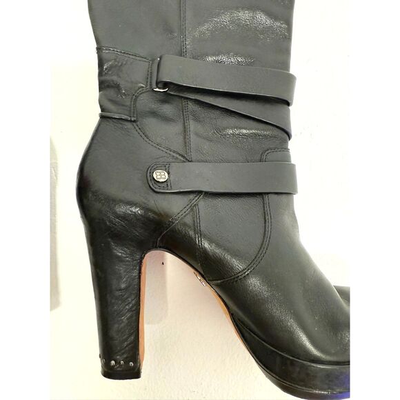 BCBG Mandy boot - Leather knee-high Moto Boots With Rubber Heel Cap - Picture 4 of 12